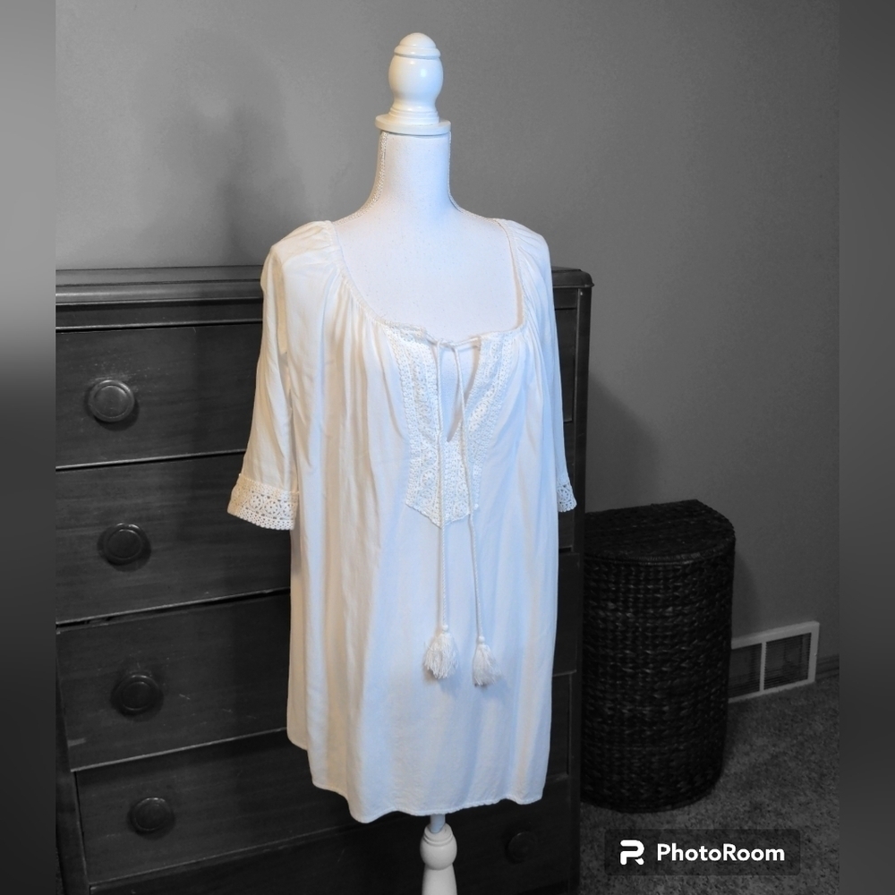 Delicate WHITE LACE Swim Coverup  OS